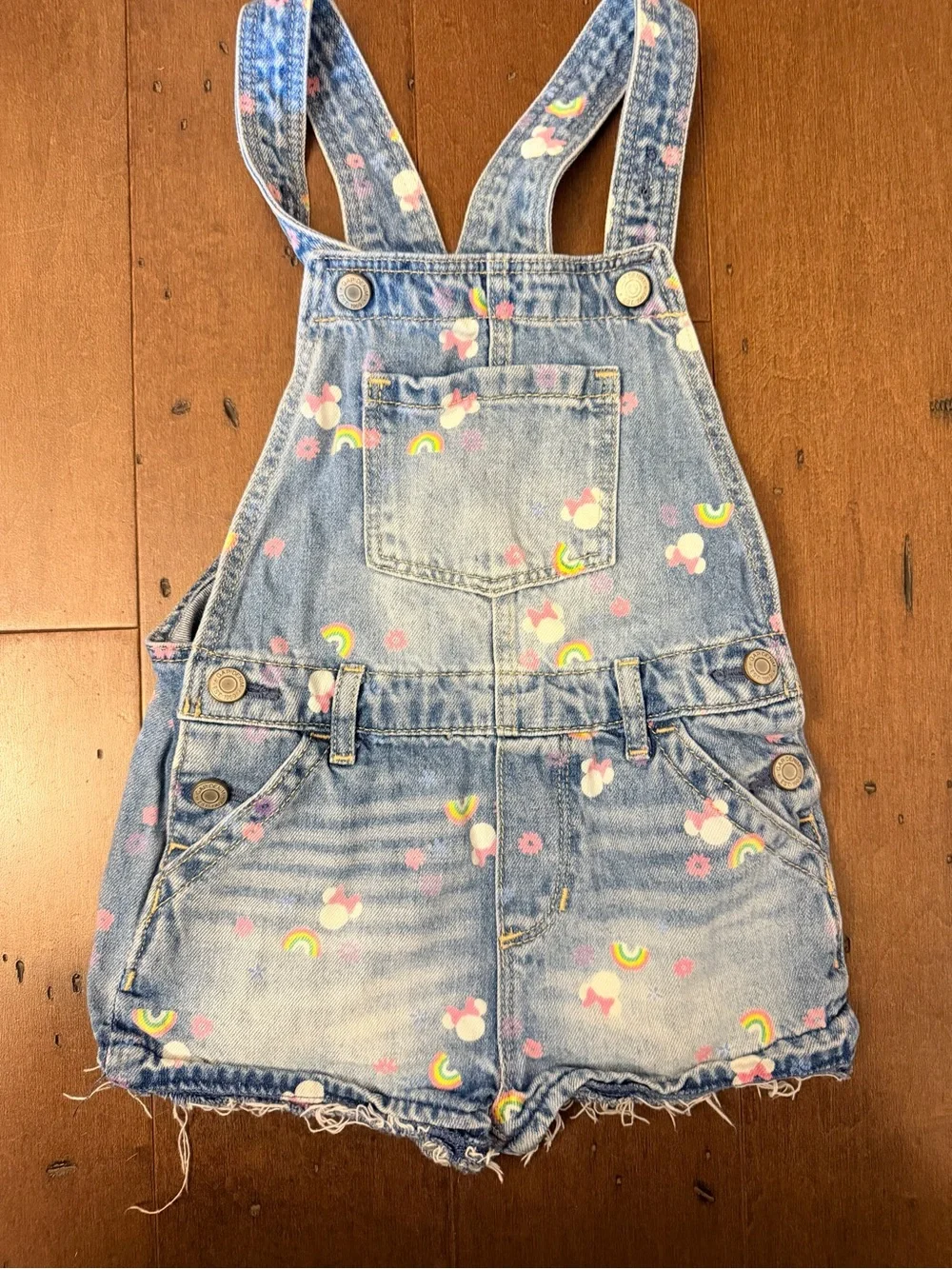 GAP c Disney Denim Minnie Mouse floral Short Overalls